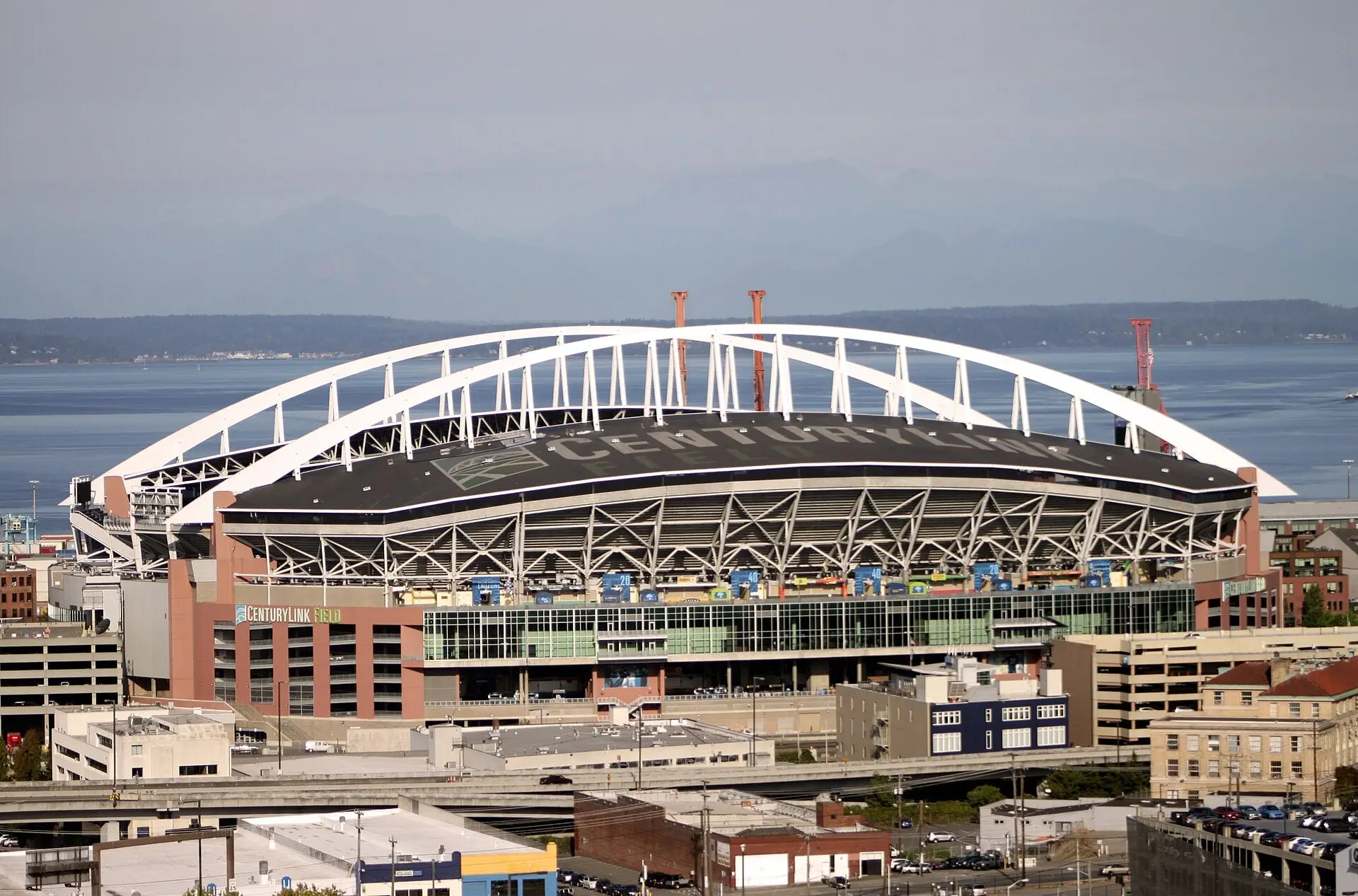 Exterior of Lumen Field, then CenturyLink Field, seen from Jose Rizal Park in Seattle