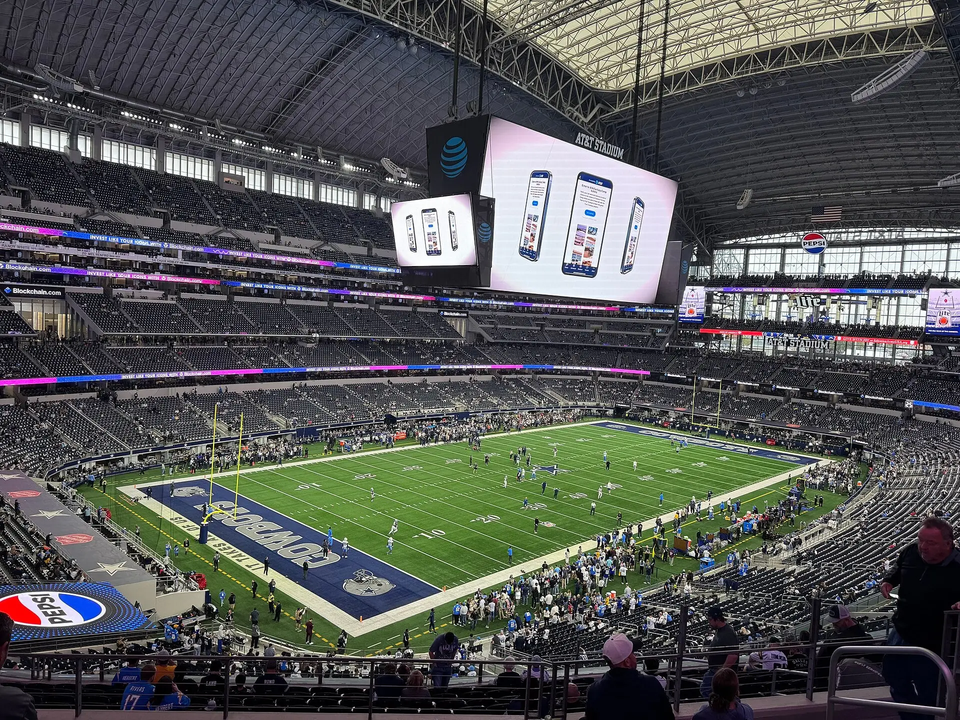 Inside AT&T Stadium during the December 2025 Chargers vs Cowboys game