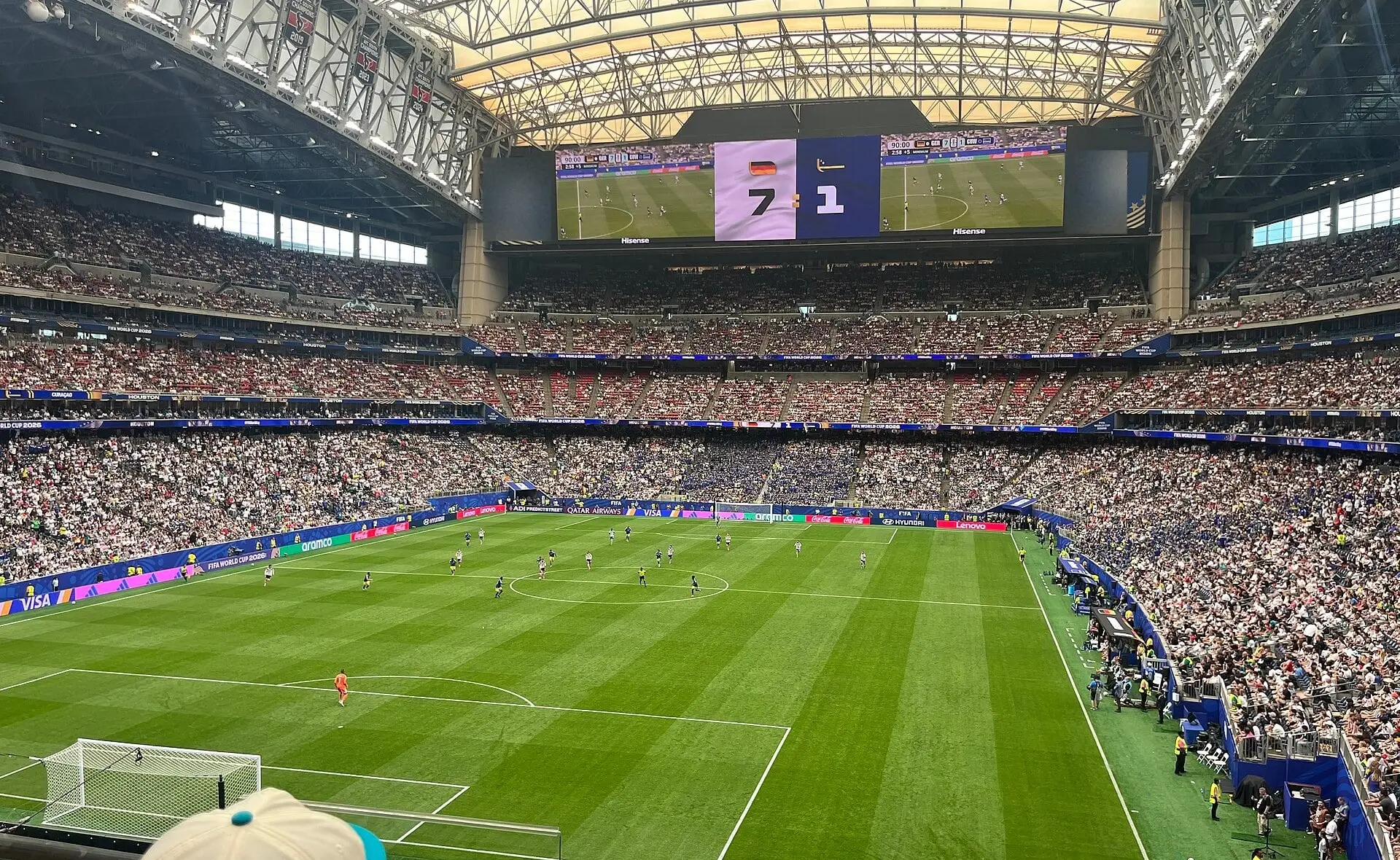 Inside the Houston stadium during the Germany vs Curacao match at the 2026 FIFA World Cup