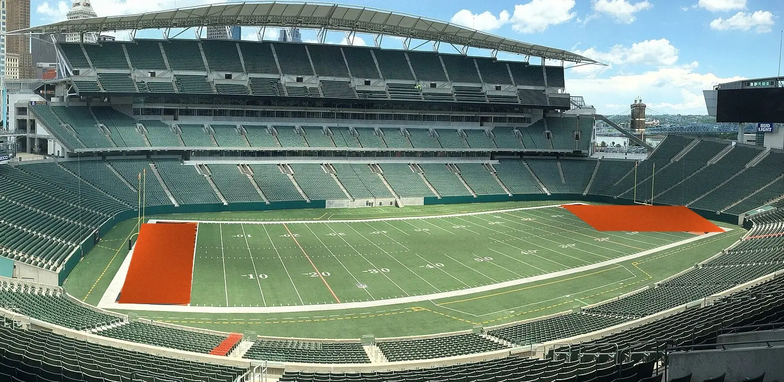 Interior seating bowl of Paycor Stadium, home of the Bengals, in 2017