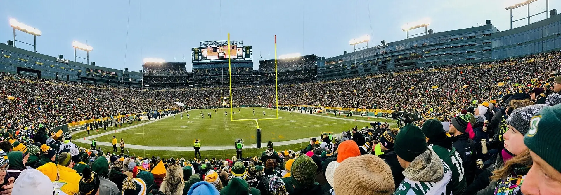 Panorama of the Lambeau Field seating bowl during a December 2016 game against Seattle